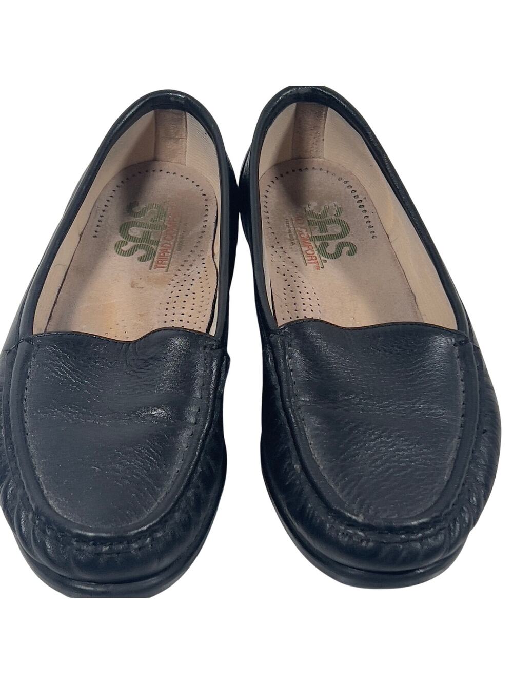 SAS Simplify Loafers Women's 7.5M Black Leather Slip On Comfort Moccasin Shoes